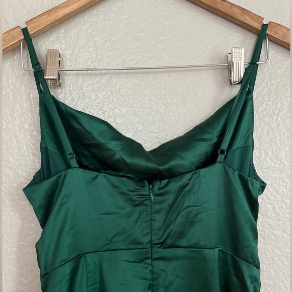 Unmistakable Allure Emerald Green Satin Pleated Maxi Dress - Picture 6 of 10